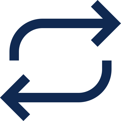 A black background with a blue curved arrow pointing right and a blue curved arrow pointing left, indicating a cycle or exchange.