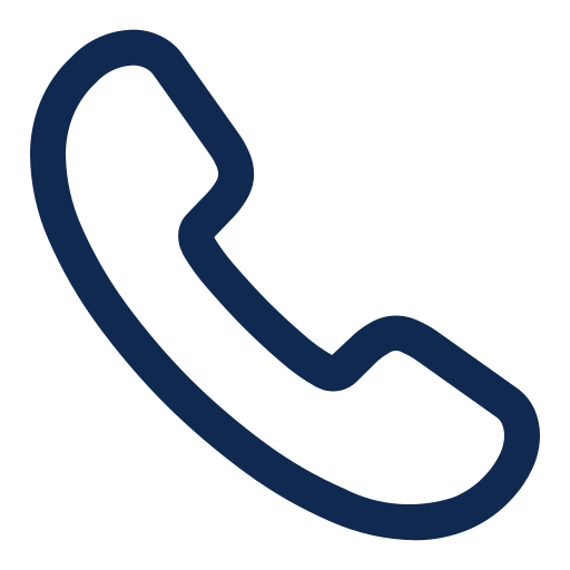 Phone receiver icon in dark blue on a black background.