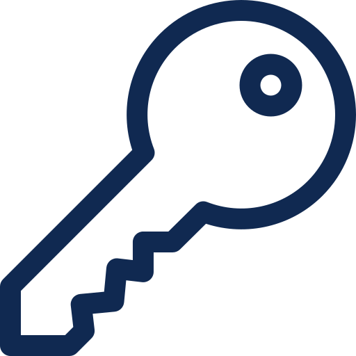 Icon of a key with a round head and jagged blade.