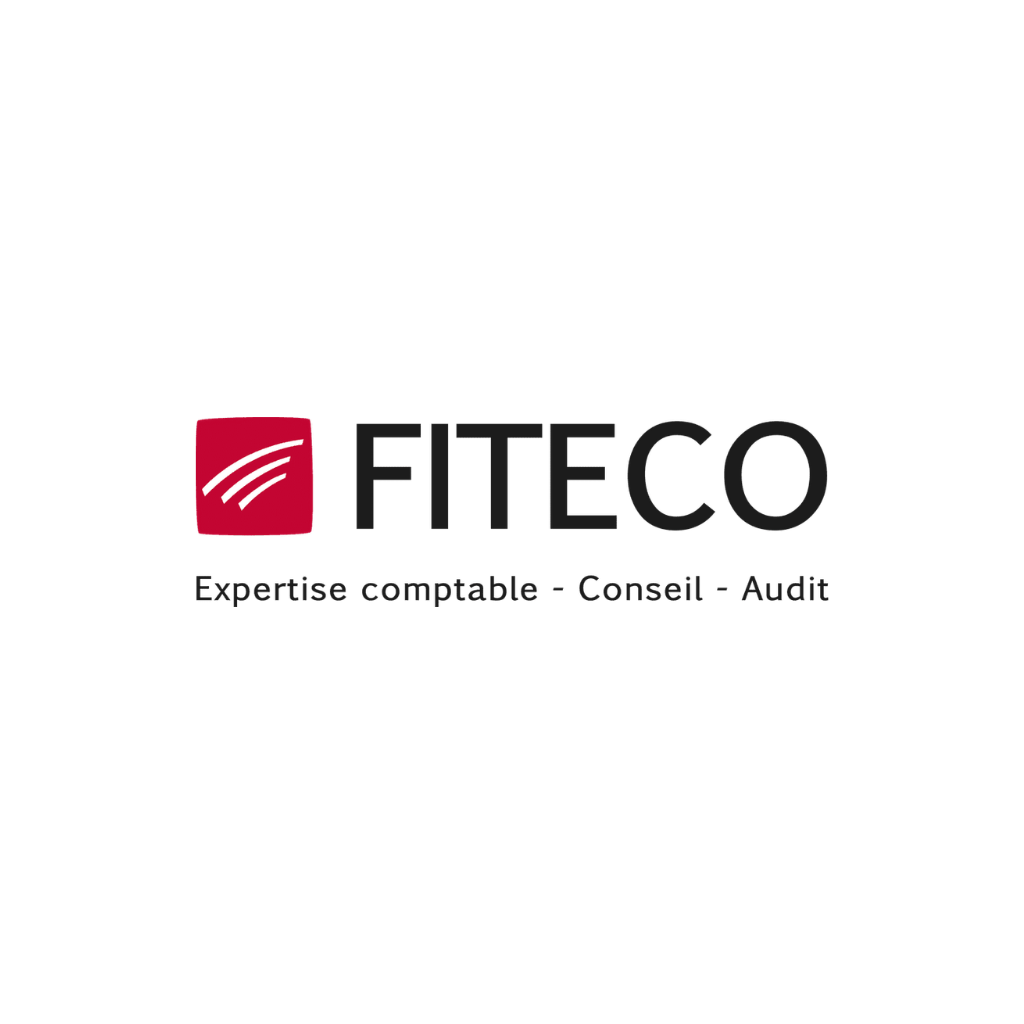 Logo de la société FITECO avec un symbole rouge, le nom en noir, et le slogan "Expertise comptable - Conseil - Audit" en dessous.