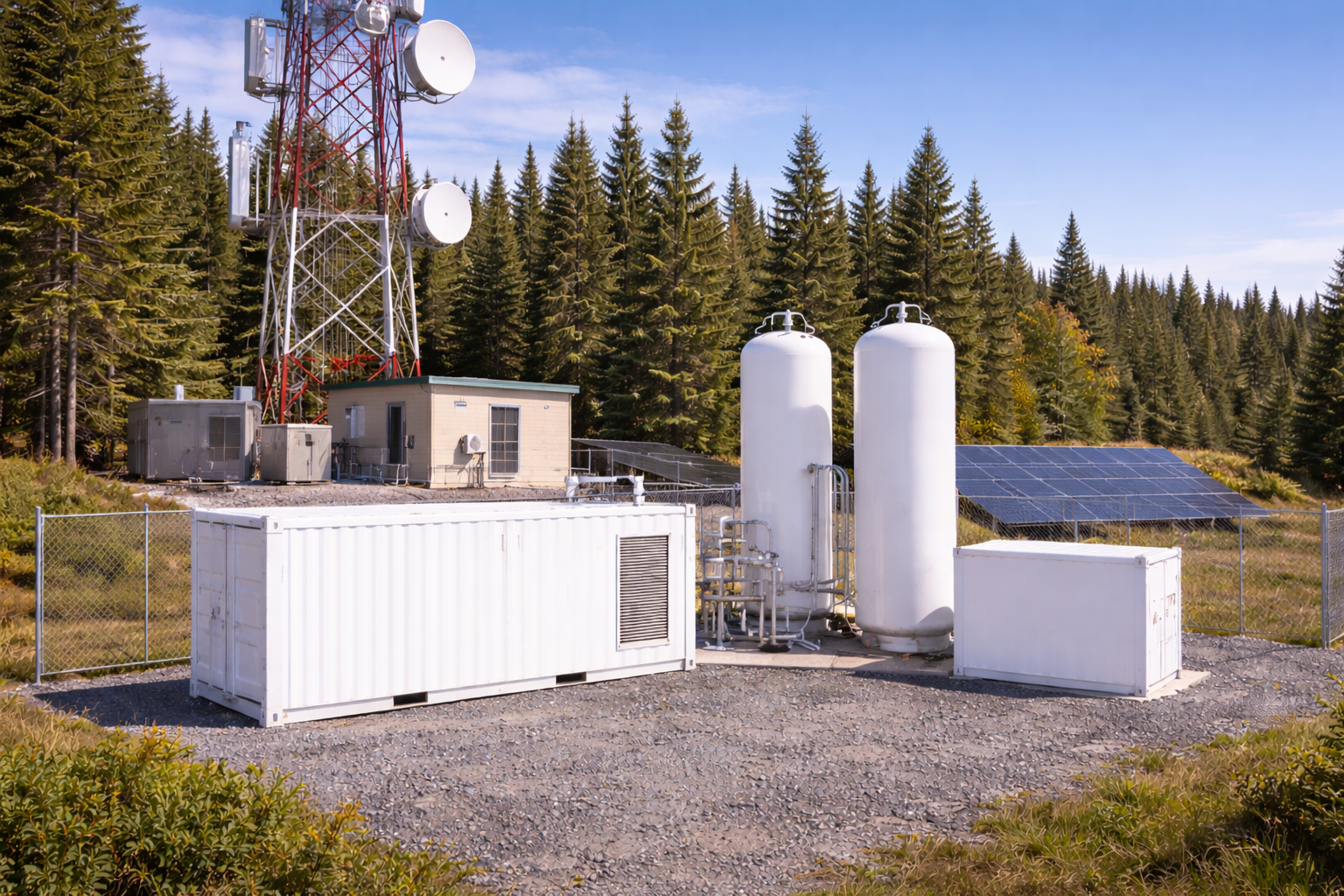 On-site hydrogen production and storage system supporting long-duration energy storage and backup power.