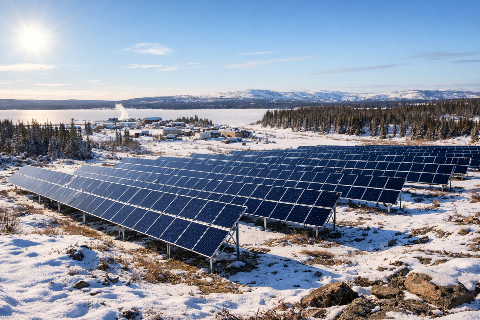 Community-scale solar photovoltaic array supporting grid-connected energy systems.