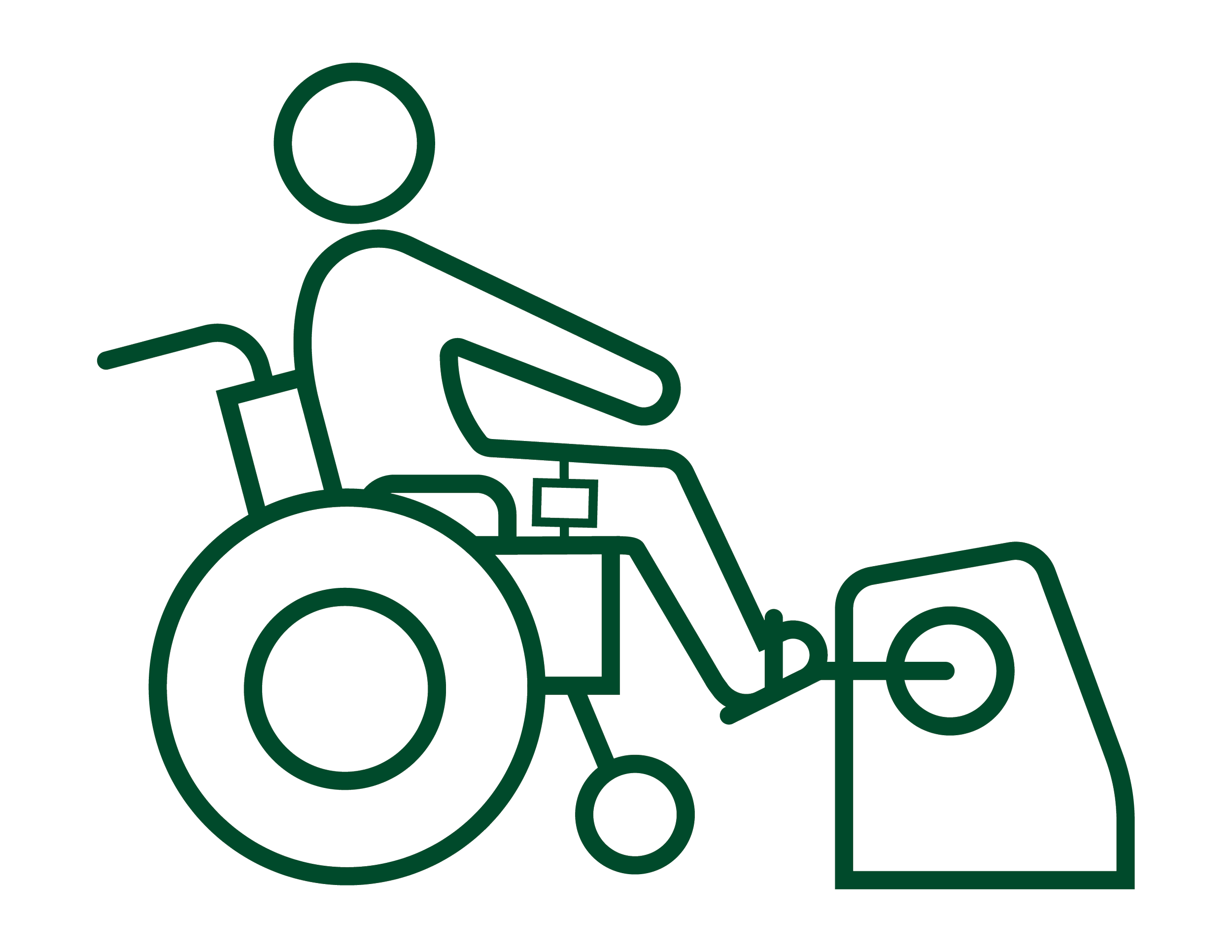 Line drawing of a person riding a tractor, with text in a foreign language.