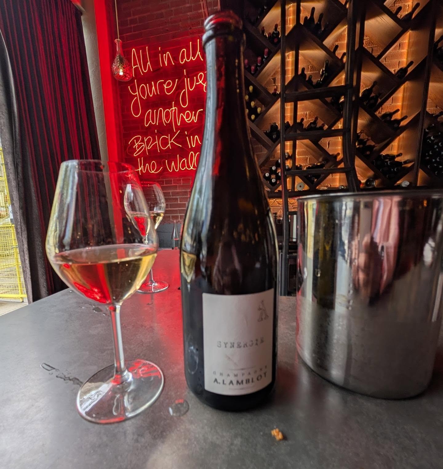 A little pre event drink with the team @saltandbrickyyc,  @cityandtambeau @iamtherealponyboy @lloydrodgers and @vealstalk before our corporate event! Sharing my stash of @champagnea.lamblot 

#champagne #meunier #bubbles #calgary