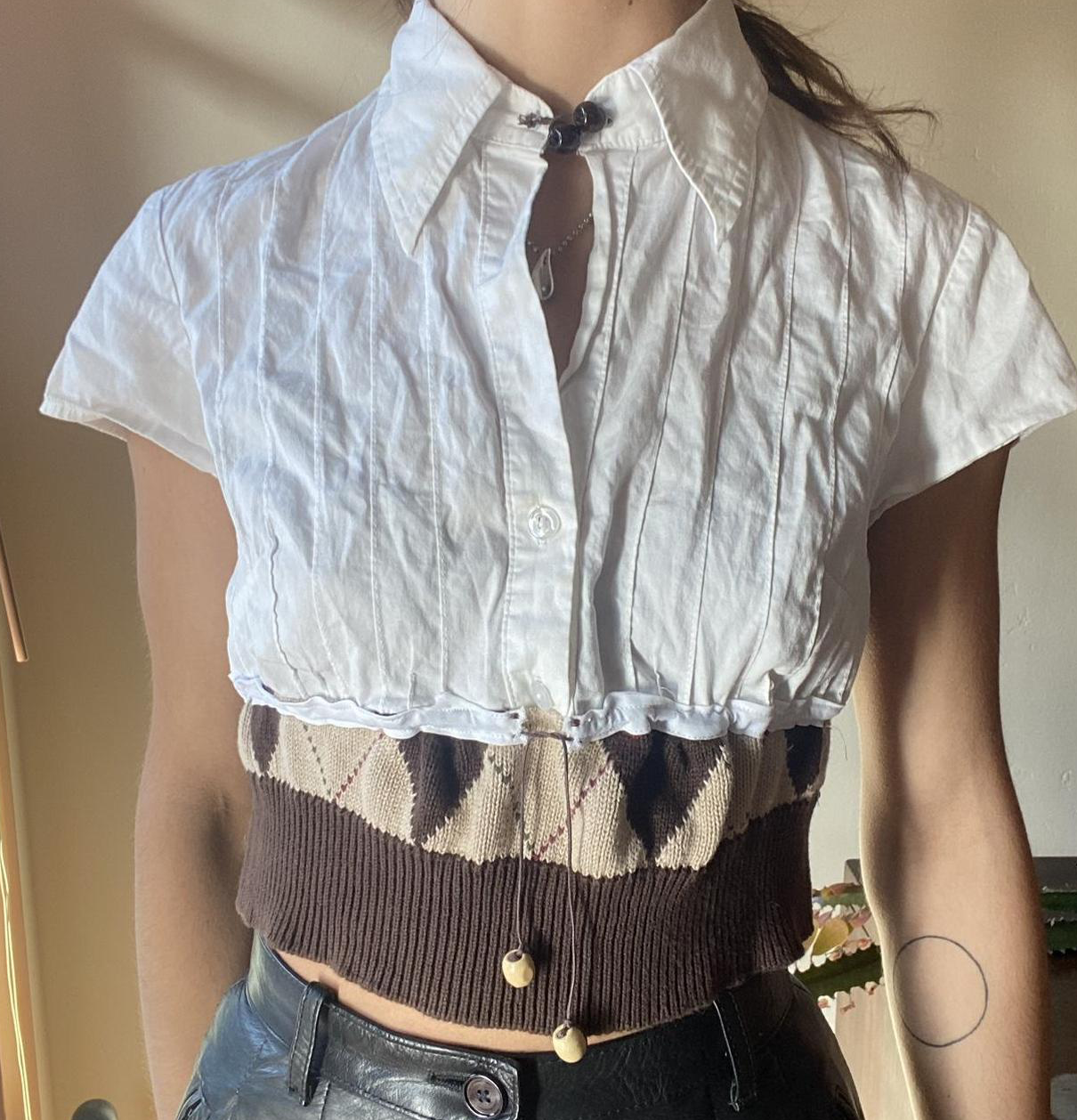 Reworked knit sweater + button down