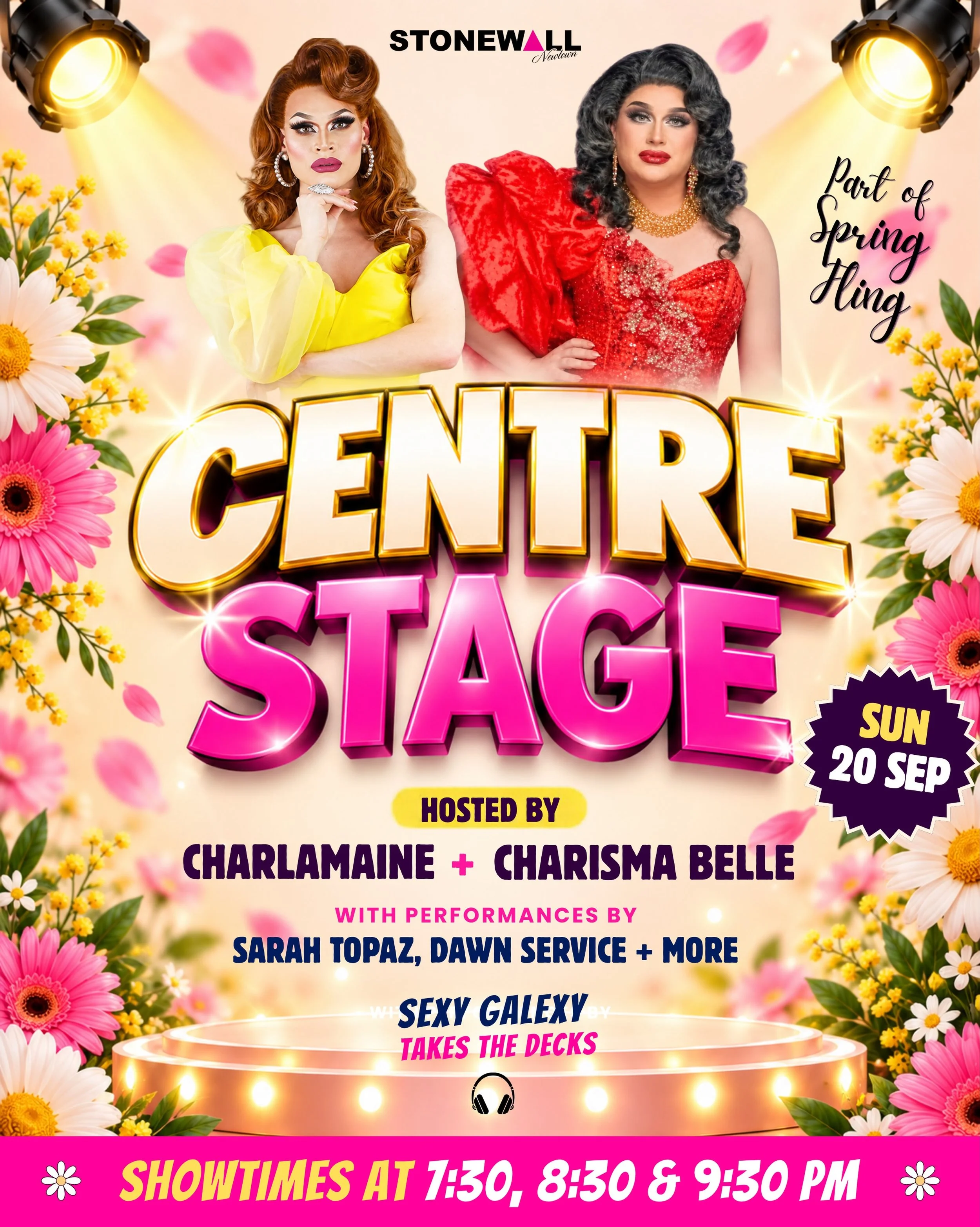 Tonight, we&rsquo;re putting you Centre Stage 
✨🎭

Charlamaine + Charisma Belle are hosting, with performances from Sarah Topaz, Dawn Service + plenty more.

Sexy Galexy is on the decks 🎶

Starts 7:30pm 💝