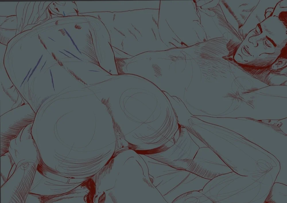 digital sketch for Overlapping Lines zine