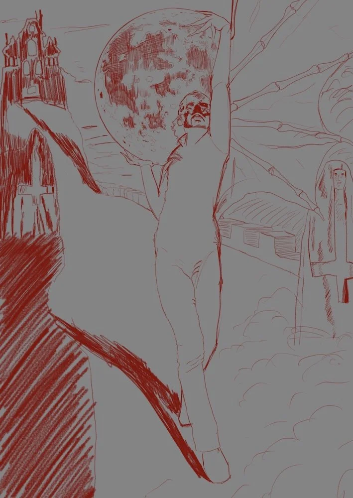 digital sketch for Overlapping Lines zine