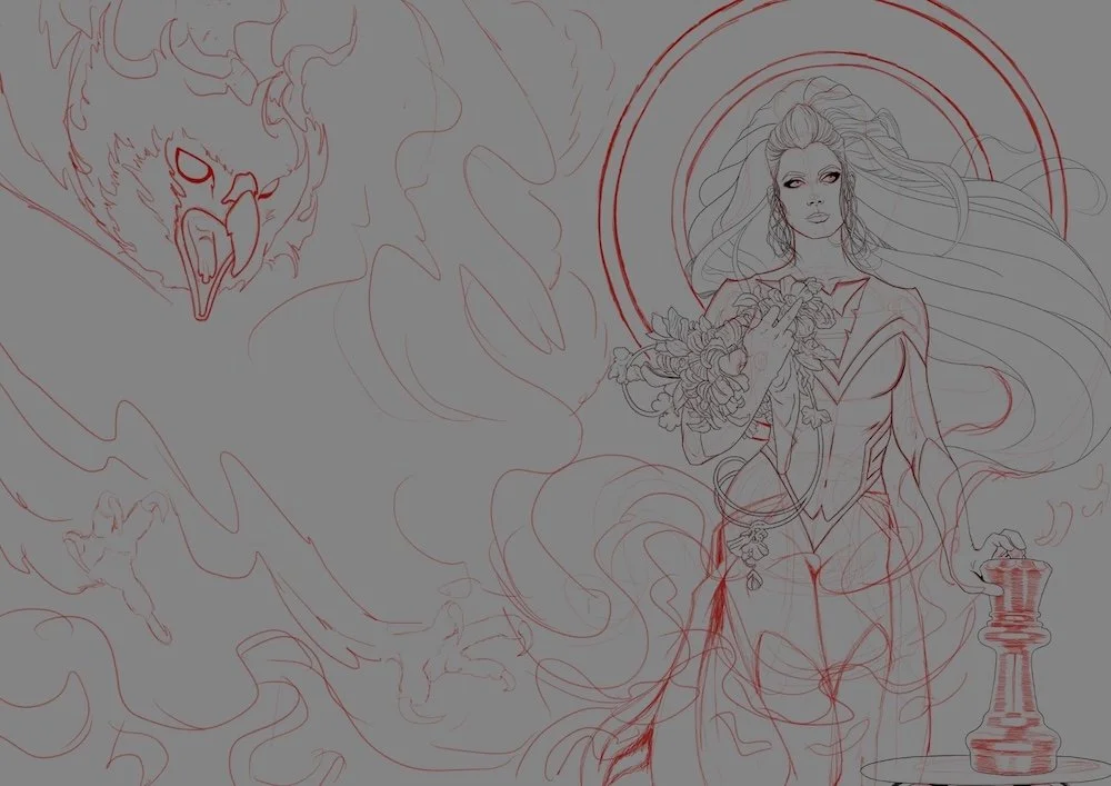 digital sketch for Overlapping Lines zine