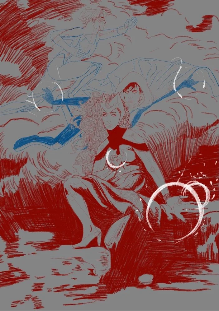 digital sketch for Overlapping Lines zine