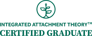 Logo with a circular emblem of a plant inside and text that reads 'INTEGRATED ATTACHMENT THEORY™ CERTIFIED GRADUATE'
