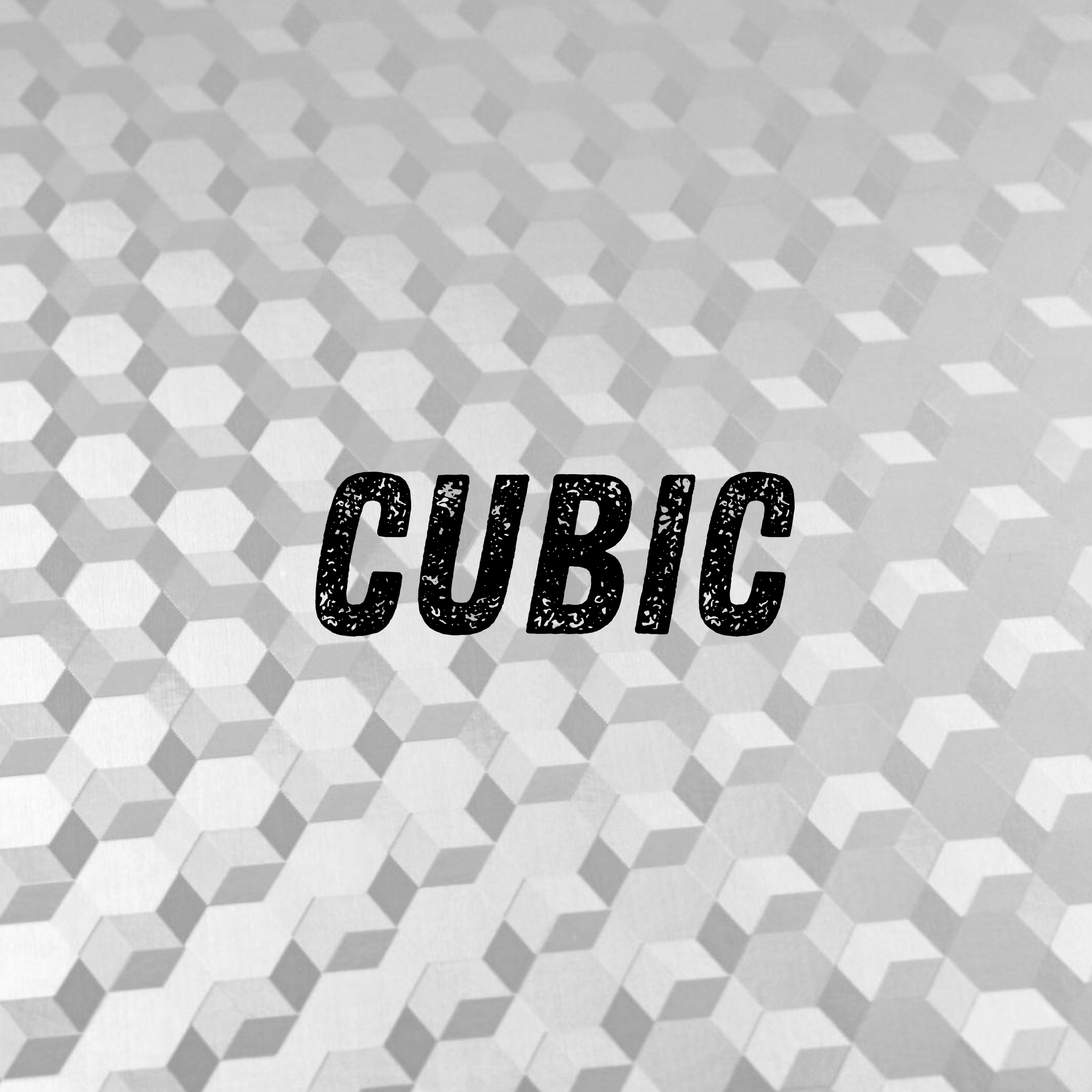 Gray surface with a honeycomb pattern and the word "CUBIC" in black, distressed text in the center.