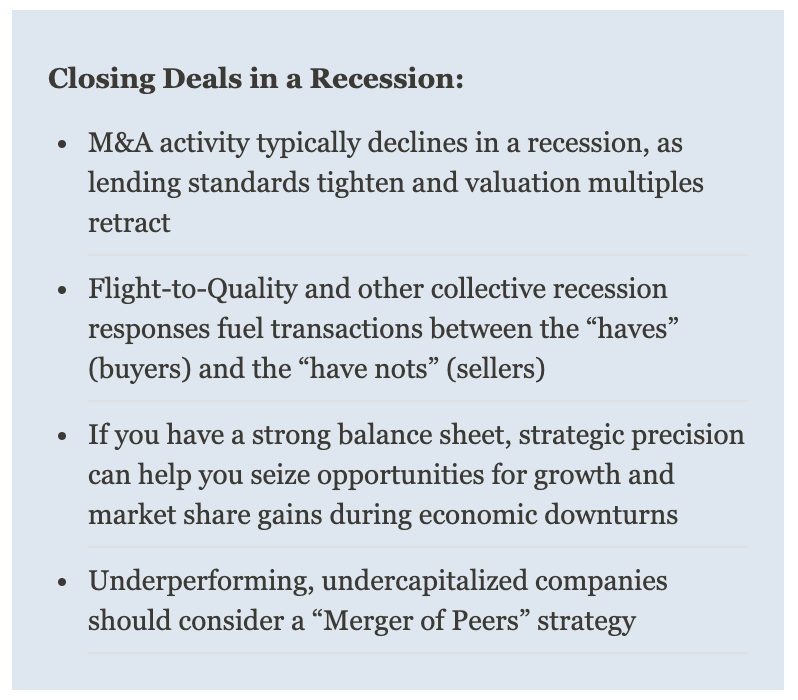Recession Fears and M&amp;A