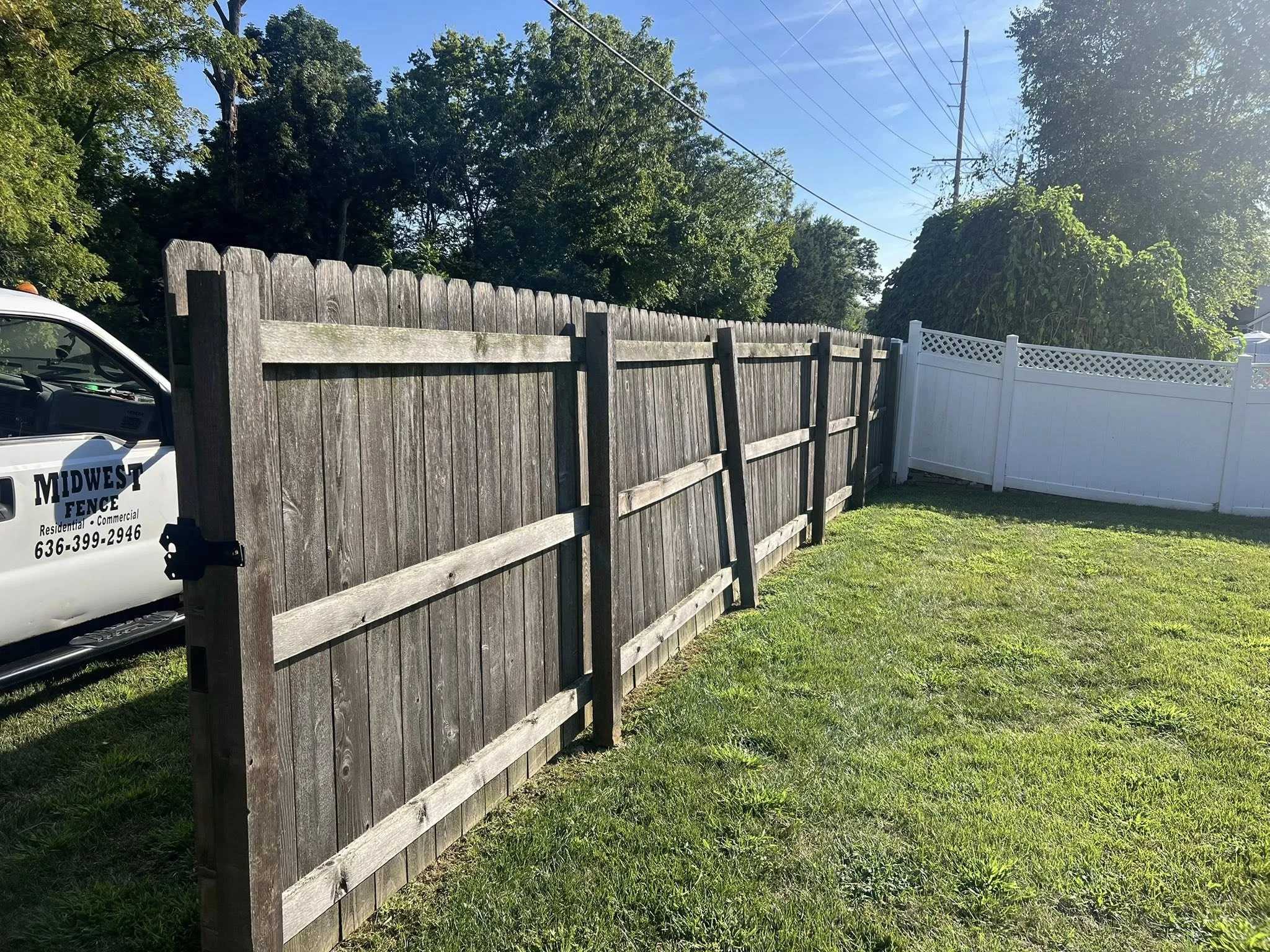 BEFORE - brown wood privacy fence - Midwest Fence