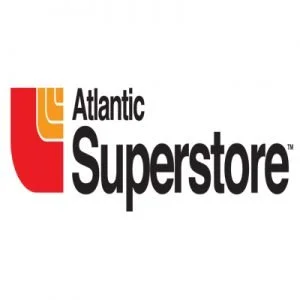 Atlantic Superstore logo with red and yellow stylized layered design and black text.