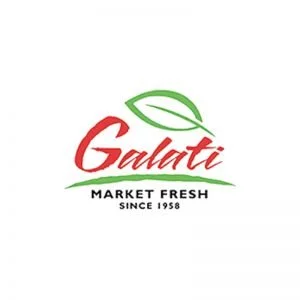 Galati Market Fresh logo with green leaf and red text, established since 1958.