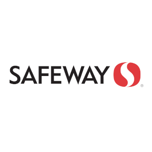 Safeway logo with black text and a red and white circular emblem
