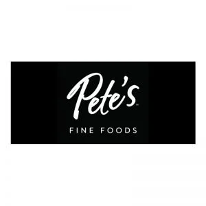 Pete's Fine Foods logo with white text on a black background