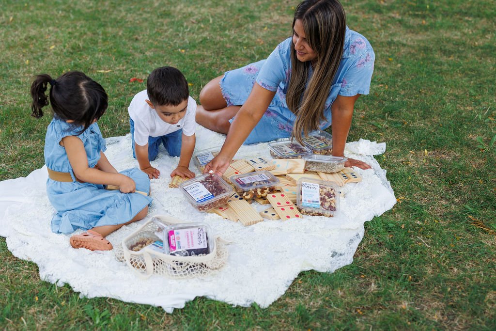 Family and kids enjoying royal nuts dry roasted nuts