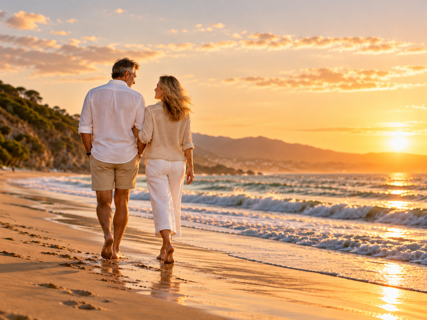 Couple walking on a beach