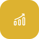 Simple line chart with upward trend on a yellow background