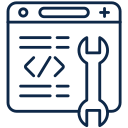 Webpage with a wrench icon overlay