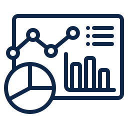 A line graph, pie chart, and bar chart representing data analysis.