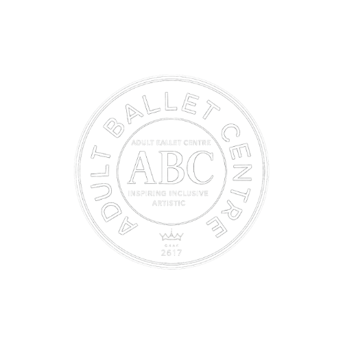 Logo of Adult Ballet Center with text 'ABC' in the center, surrounded by 'Adult Ballet Center' and additional details.