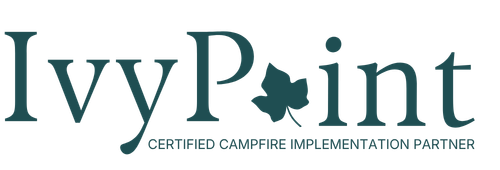 Logo with the words 'IvyPoint' and a small four-leaf clover icon, along with the phrase 'Certified Camfire Implementation Partner'