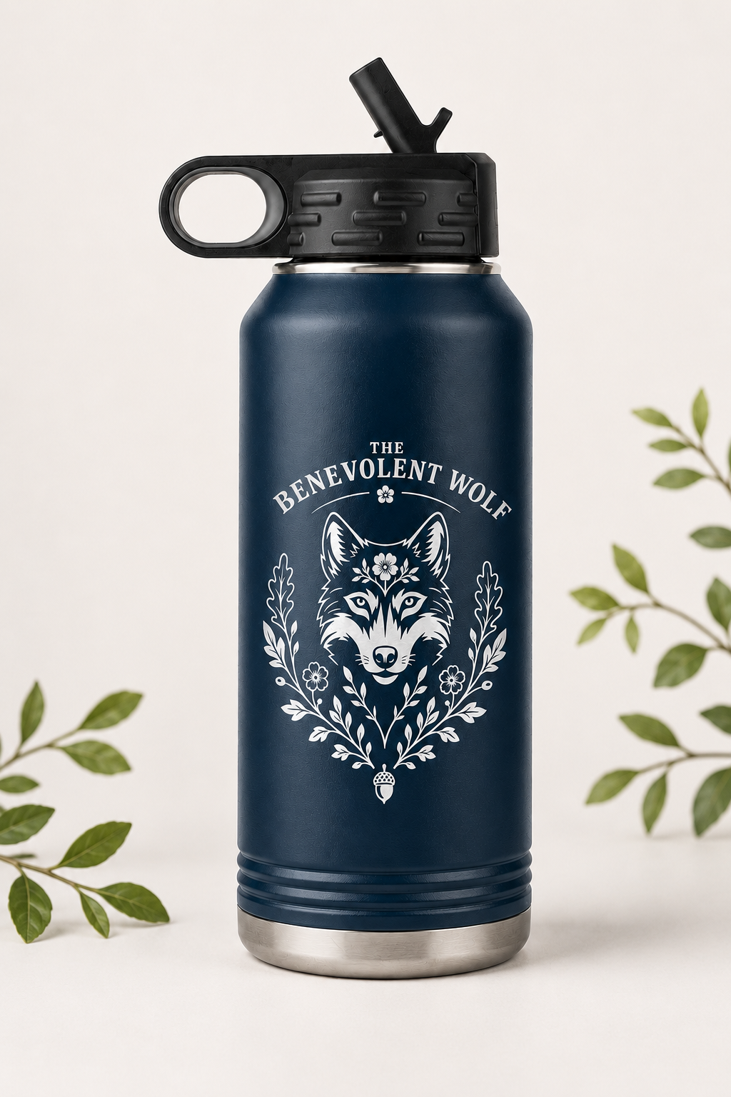 The Benevolent Wolf Etched Water Bottle | 32 oz