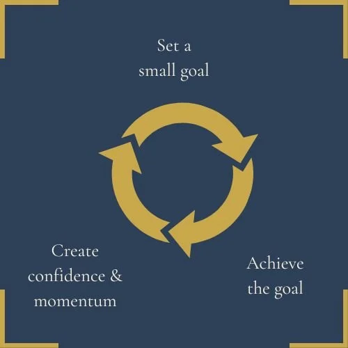 Wheel illustrating how confidence impacts goal attainment