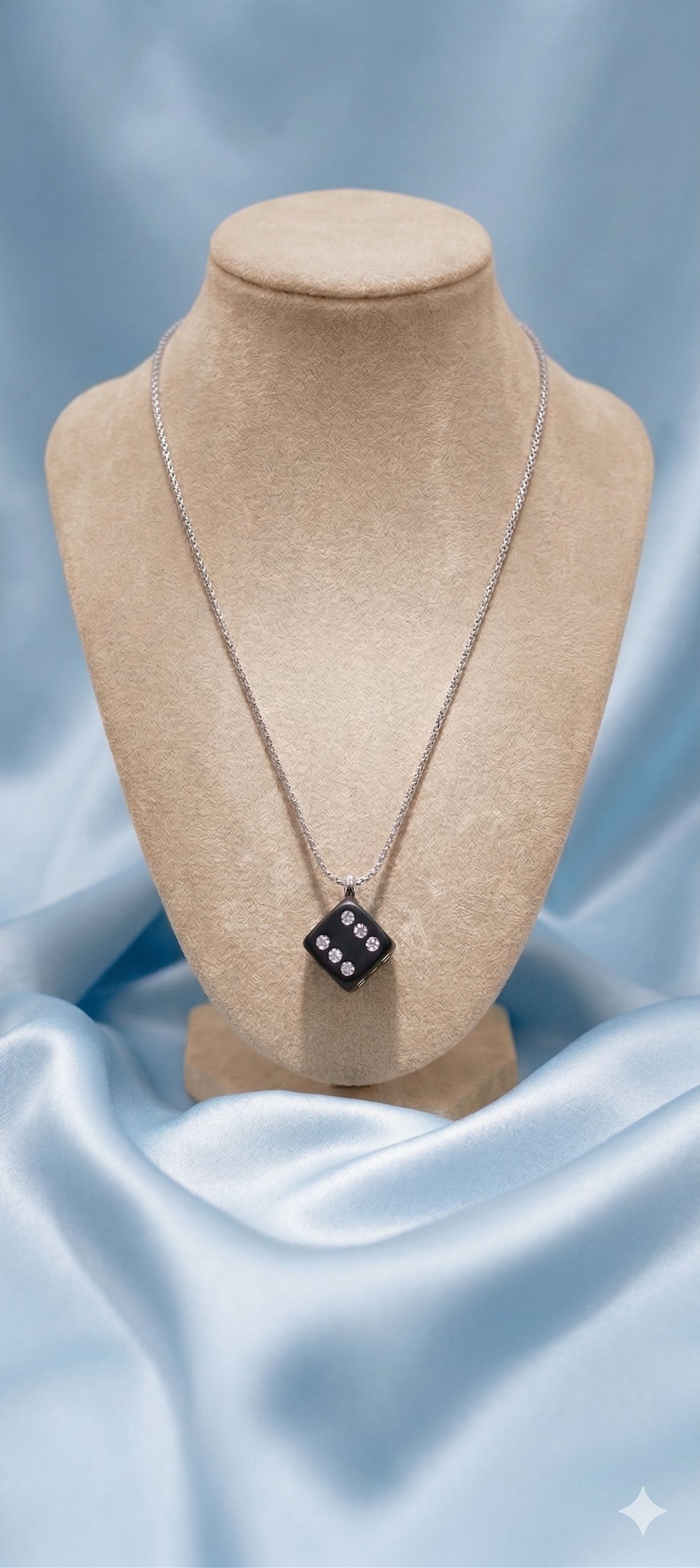 Solid 'Heavyweight' 30g Dice Pendant | Matte Black & Natural Onyx | 30" Snake Chain | BelleÂme