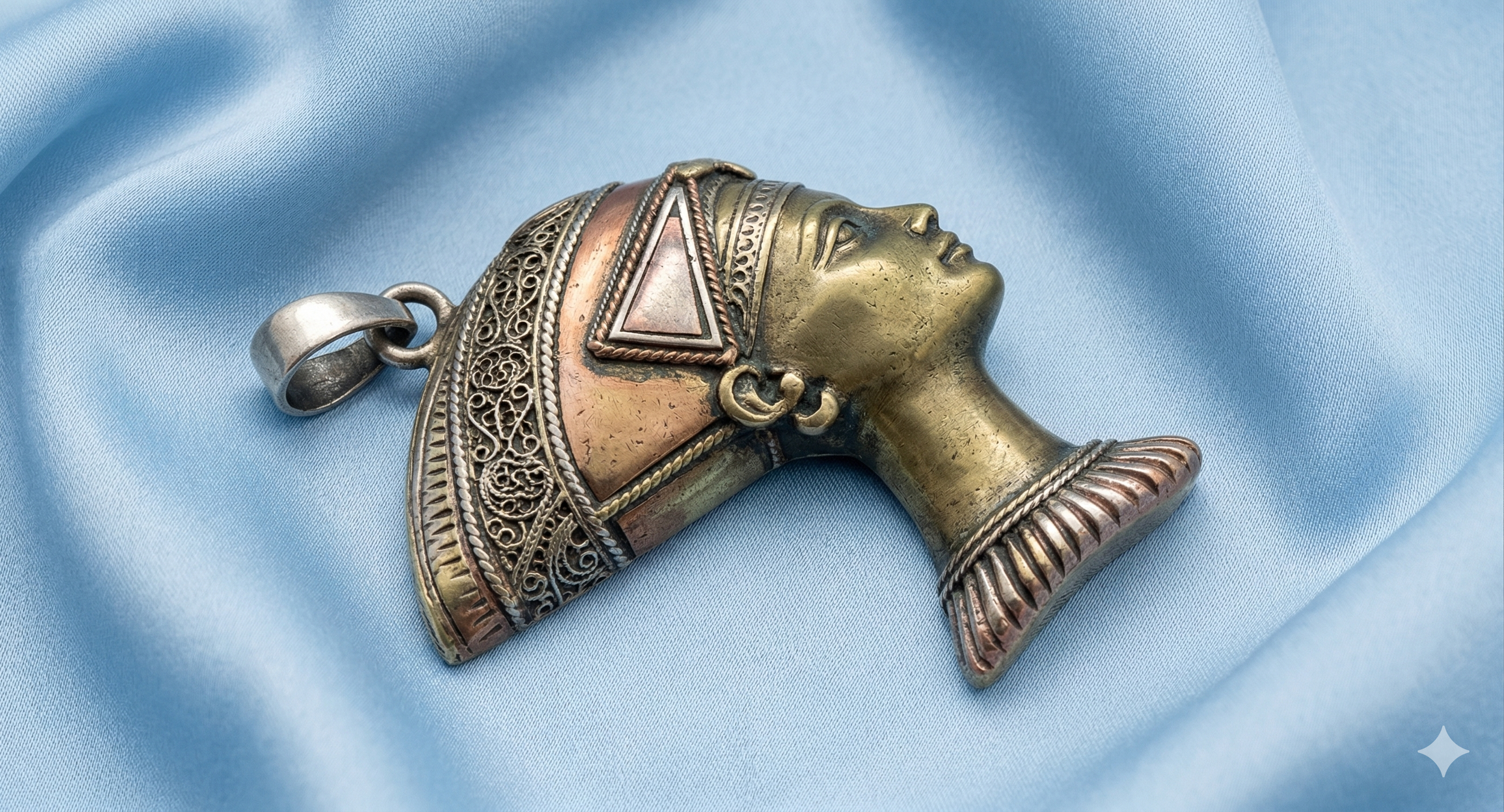 Antique 1920s Egyptian Revival Nefertiti Pendant - Art Deco Egyptomania Era