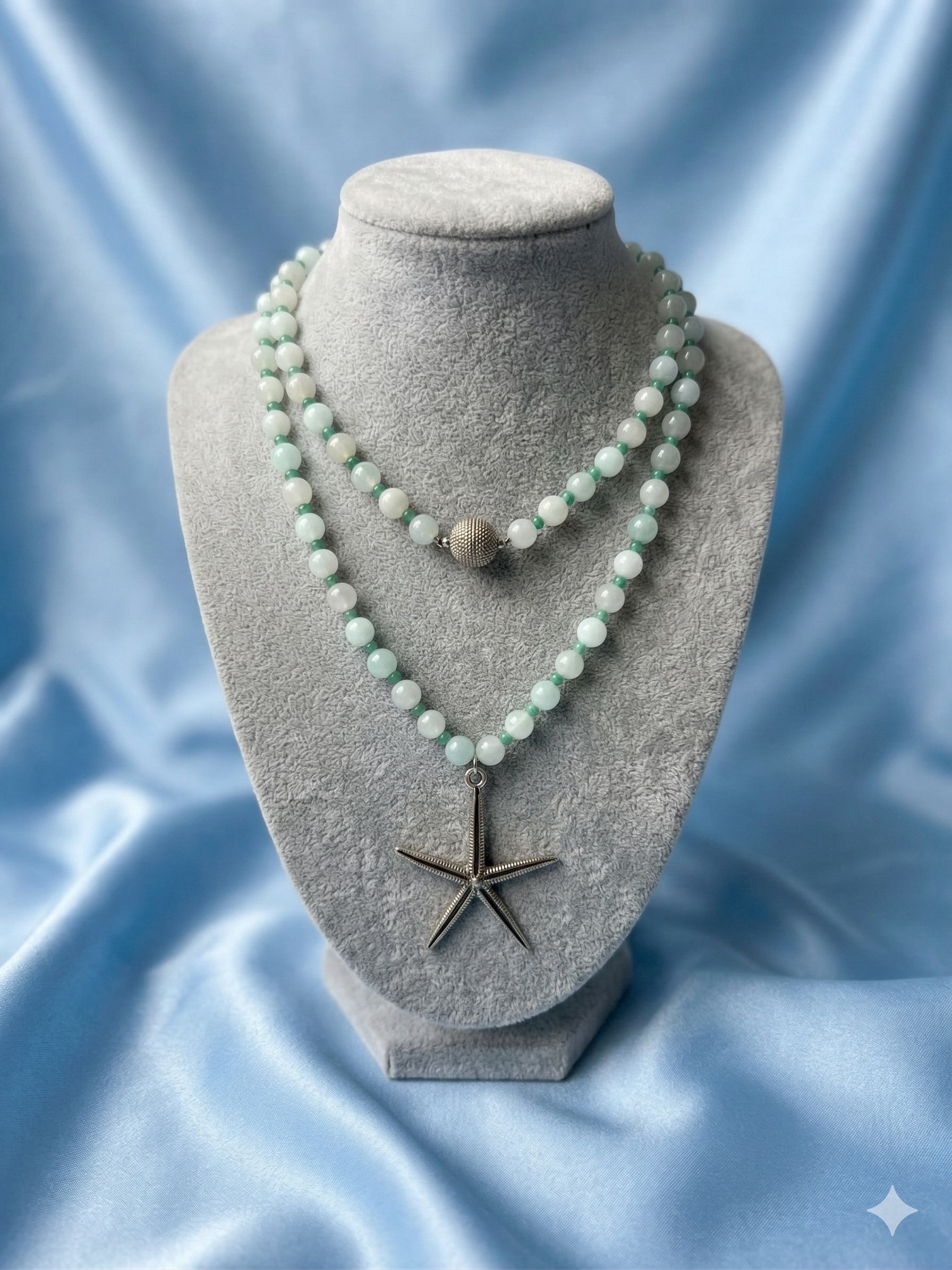 Aquamarine-Tone "Ocean Breeze" Starfish Layered Necklace