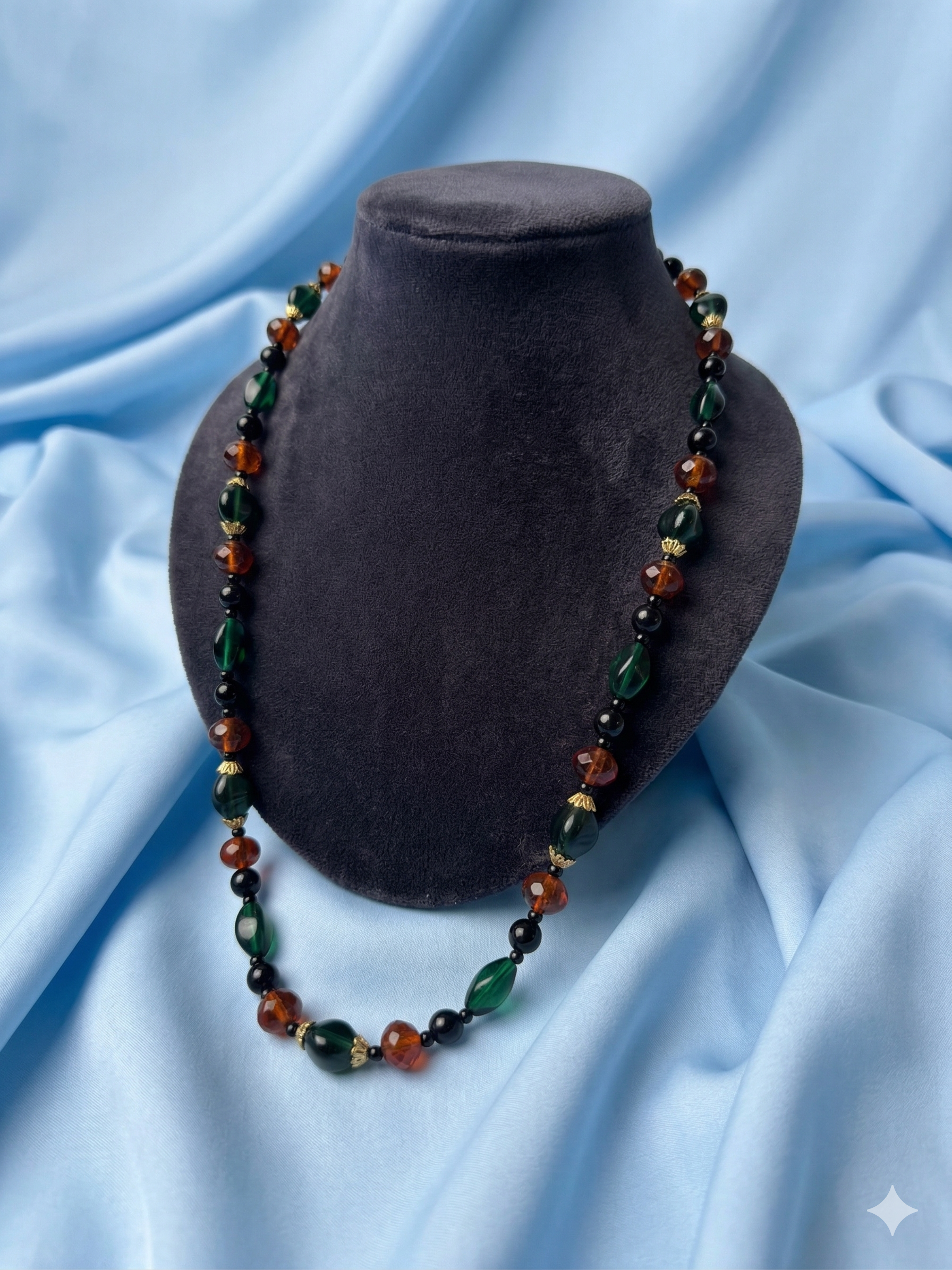 Vintage Mid-Century "Jewelled Forest" Beaded Necklace