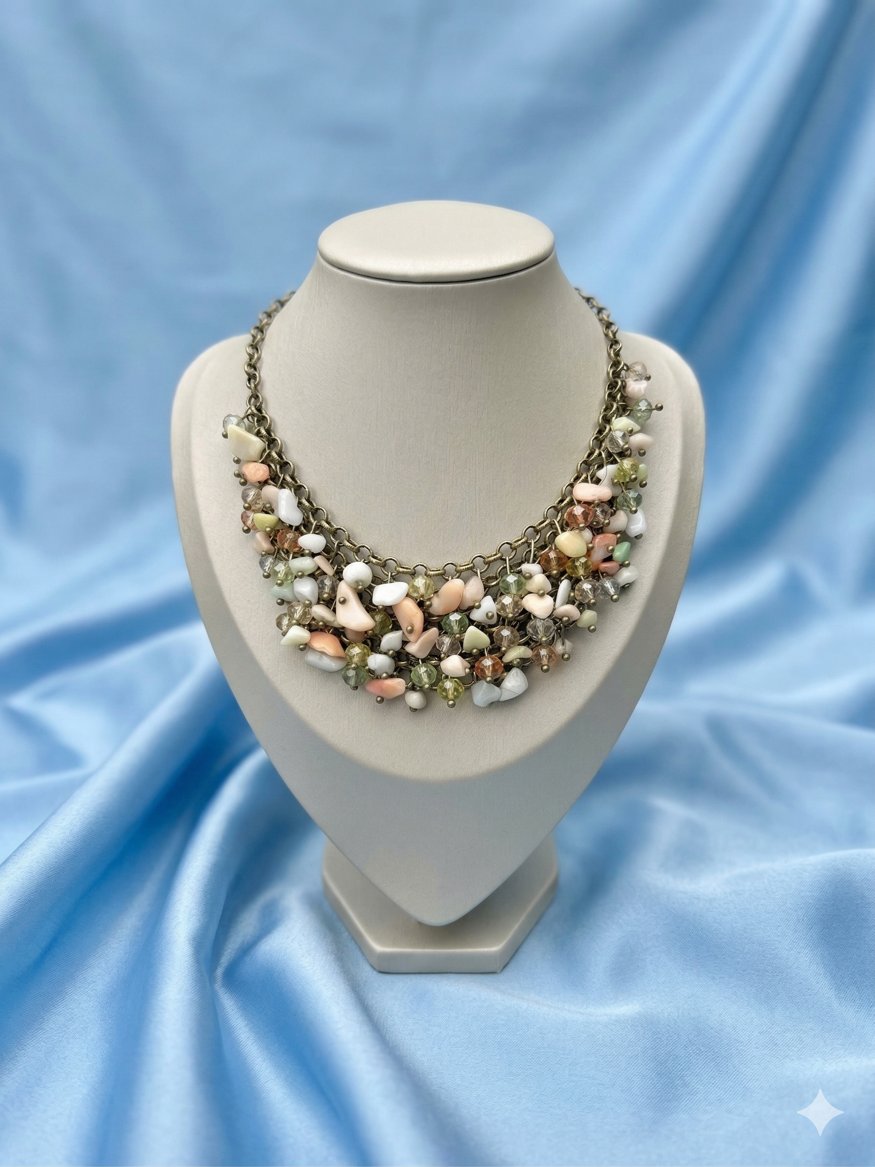 Earth-Tone "Coastal Pebble" Statement Bib Necklace