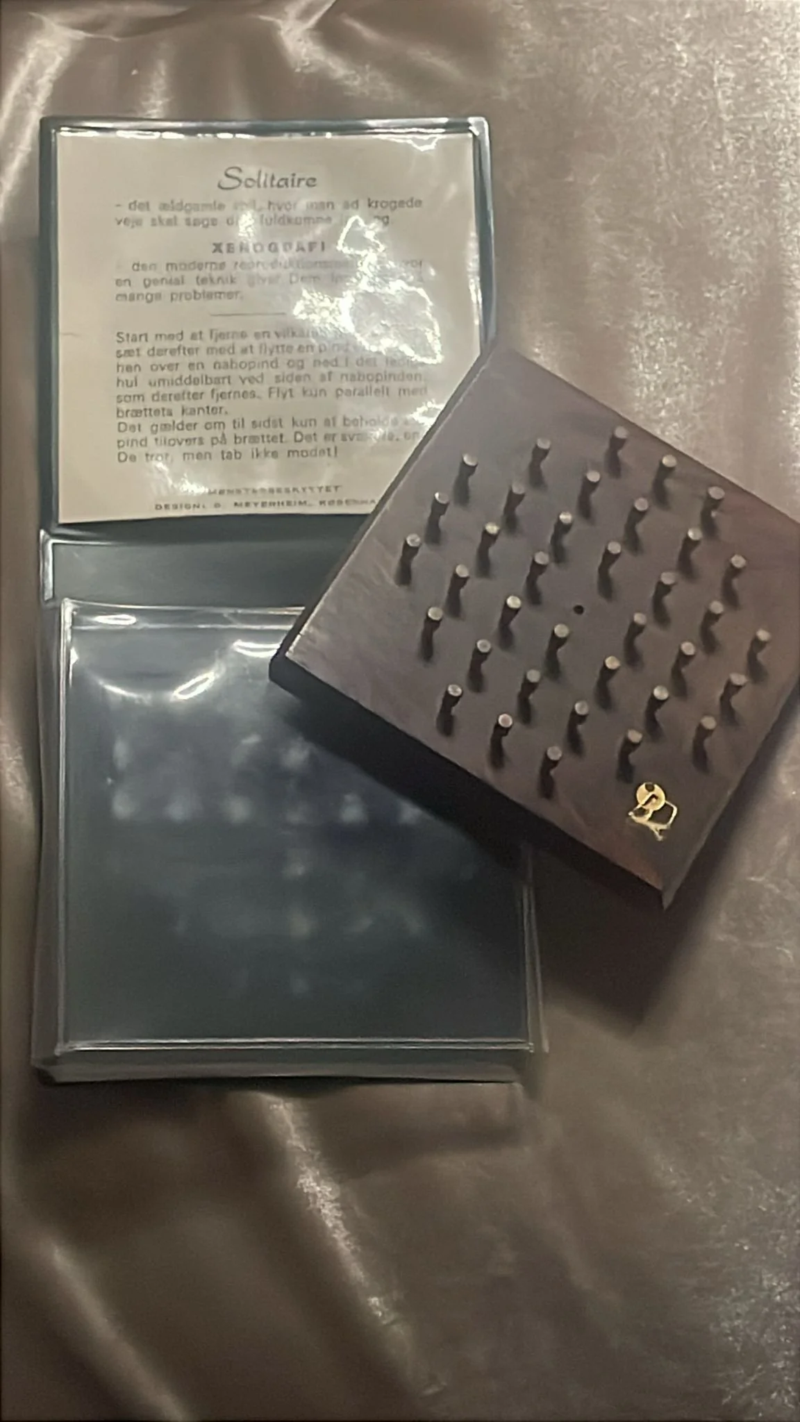 Vintage 1960s Danish Rosewood Solitaire Game - G. Meyerheim Copenhagen - Boxed MCM