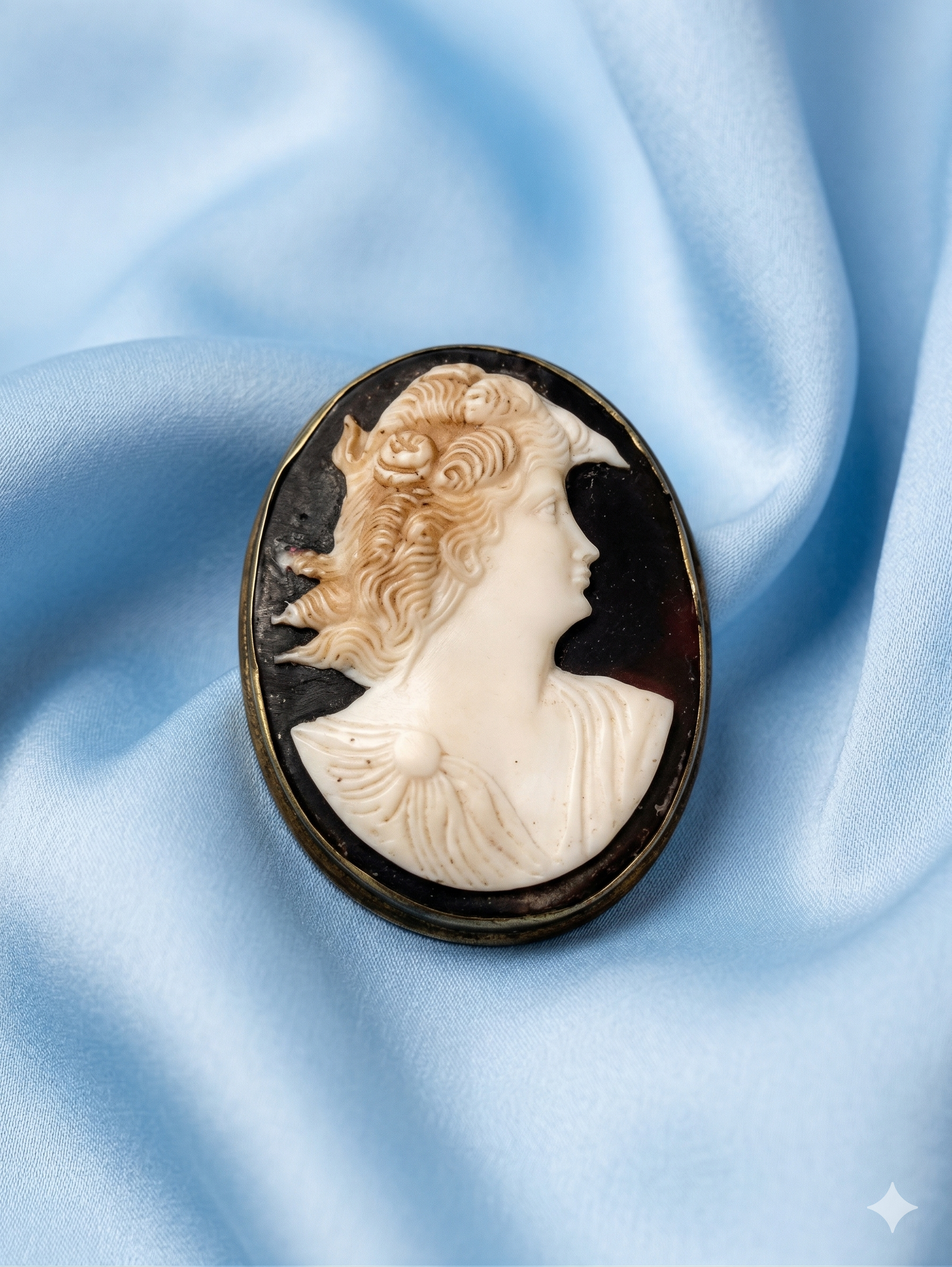 Rare Signed ‘JA’ Victorian Shell Cameo | Masterful Male Profile | Circa 1880