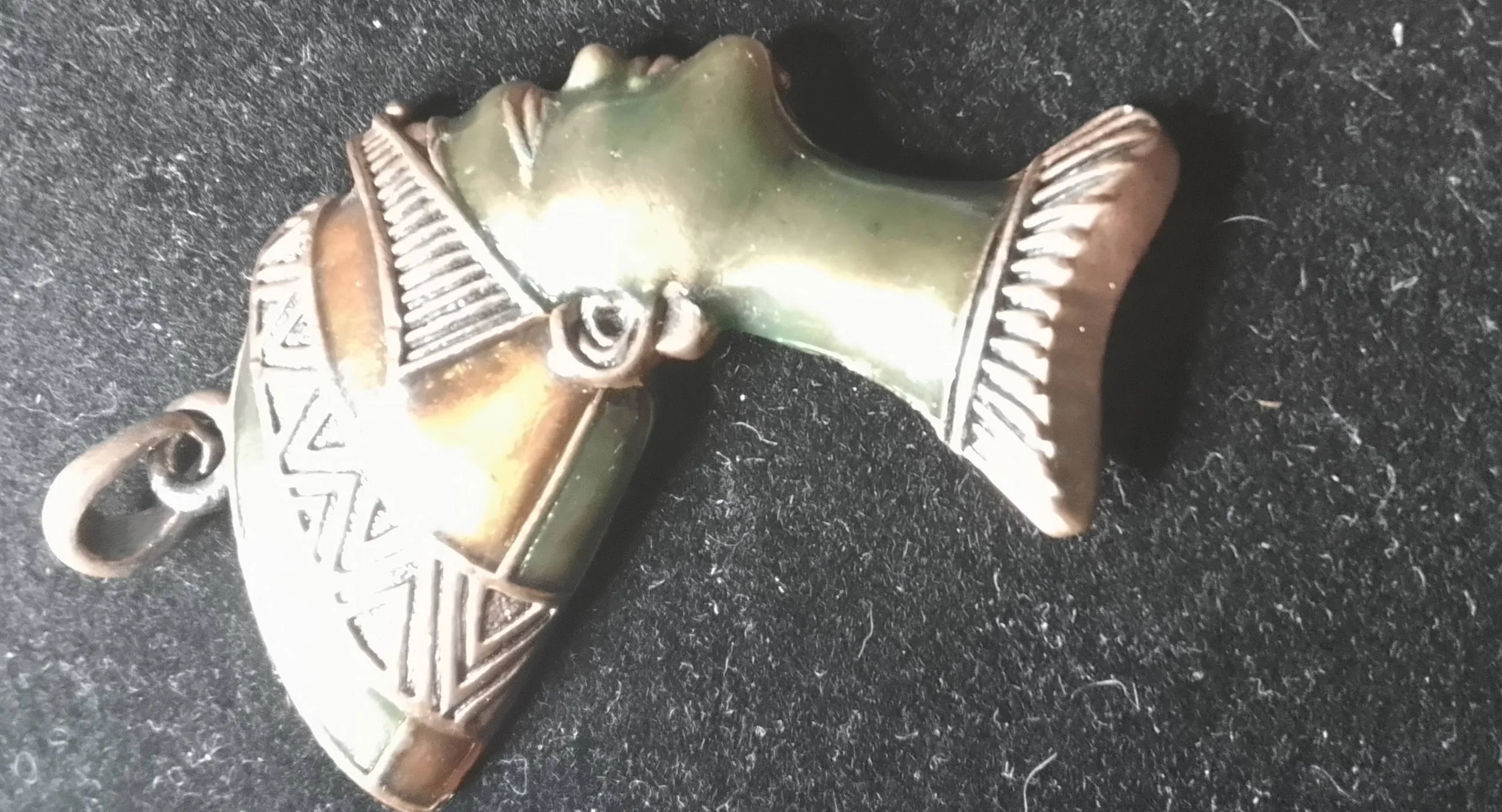 Antique 1920s Egyptian Revival Nefertiti Pendant - Art Deco Egyptomania Era