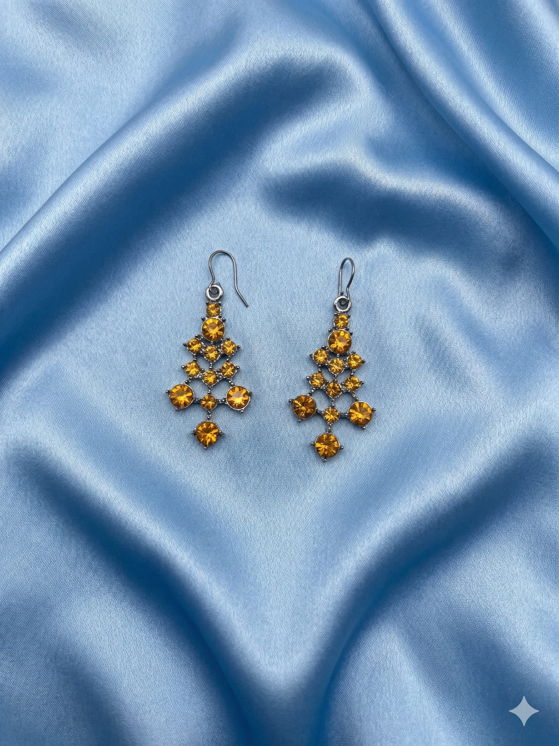 Vintage Citrine-Tone Chandelier Drop Earrings
