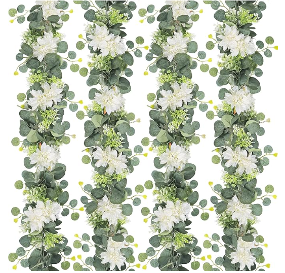 White Floral Greenery Garland Accents