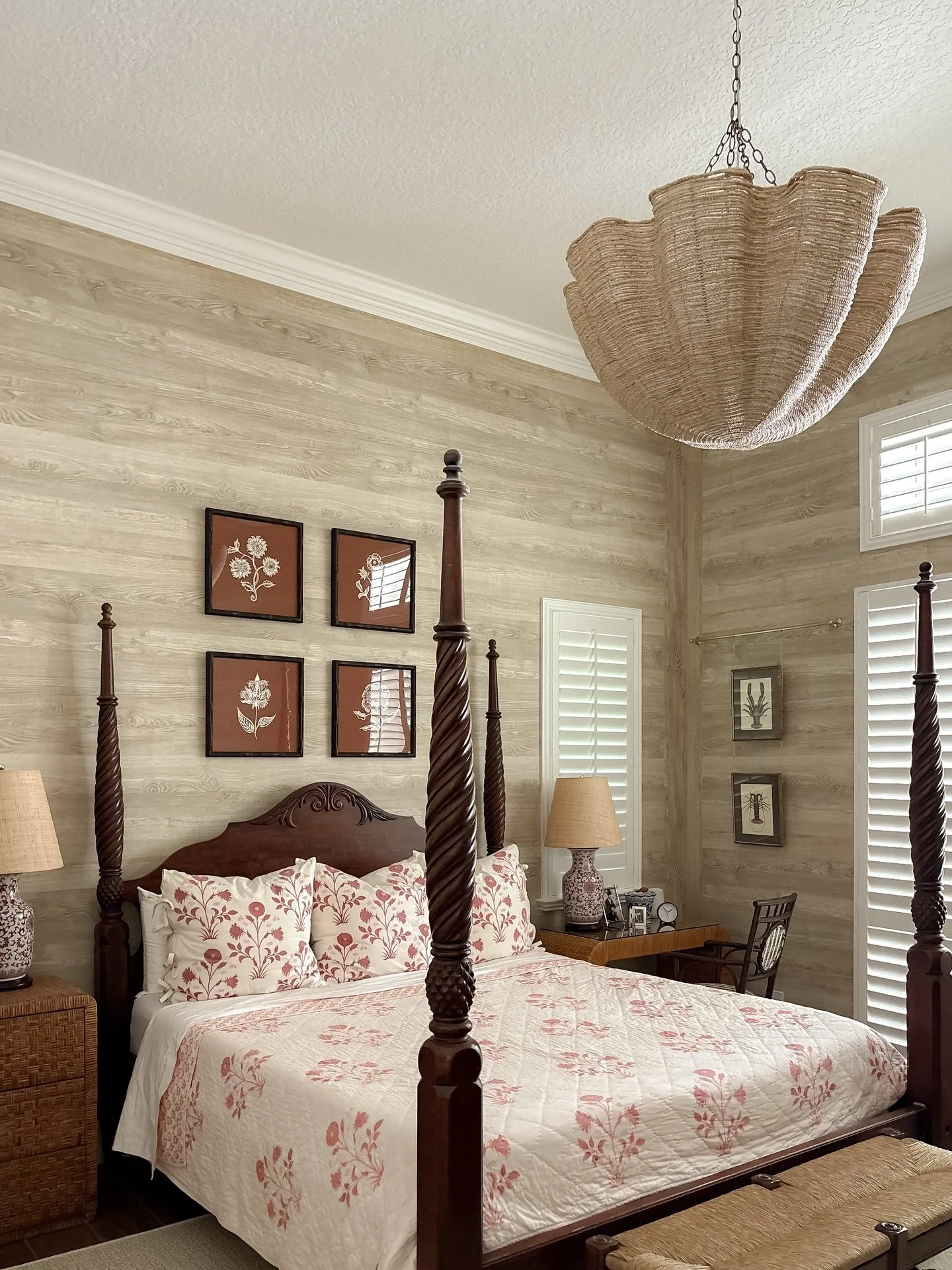 Art installation day on a primary bedroom we had been collecting art for almost a year for.

My client trusted me fully and let me lean into the vision, which made all the difference. Together, we created a warm, inviting island escape layered with c