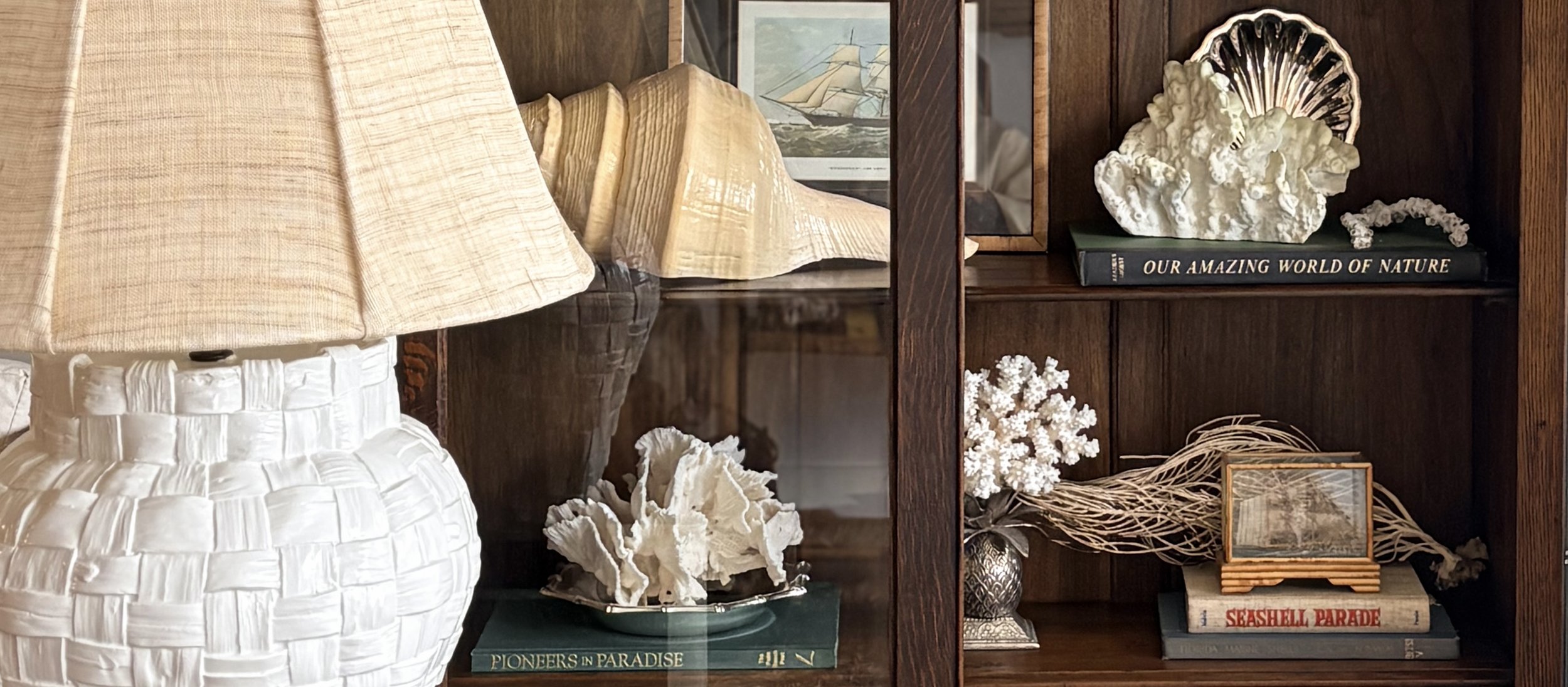 Old Florida vintage nautical cabinet display