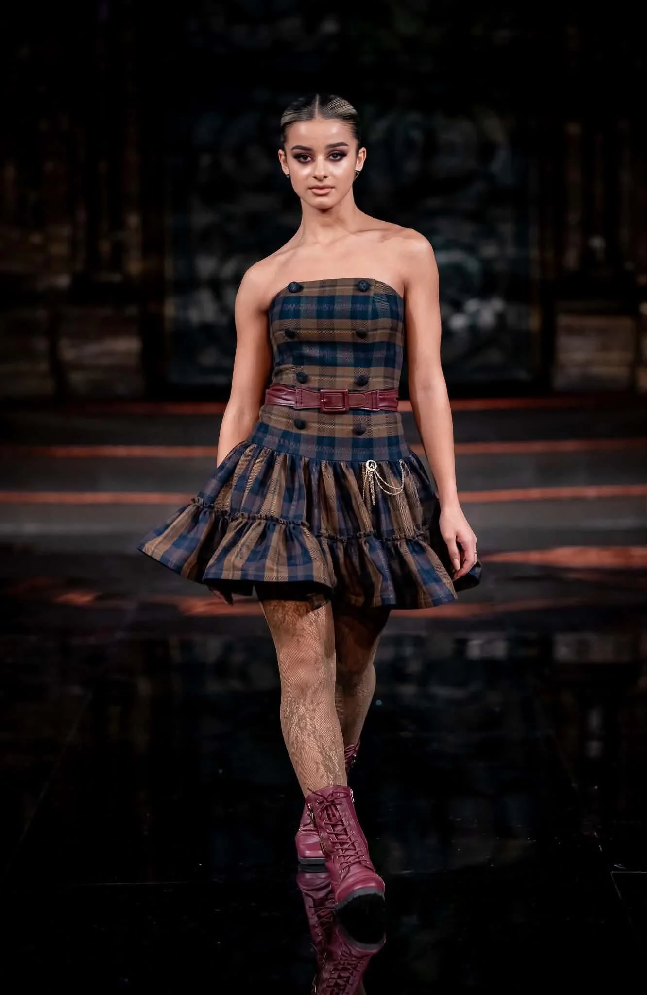 A model walks the runway for AlycesaundraL at Art Hearts Fashion, Angel Orensanz Foundation. February 15, 2026. 