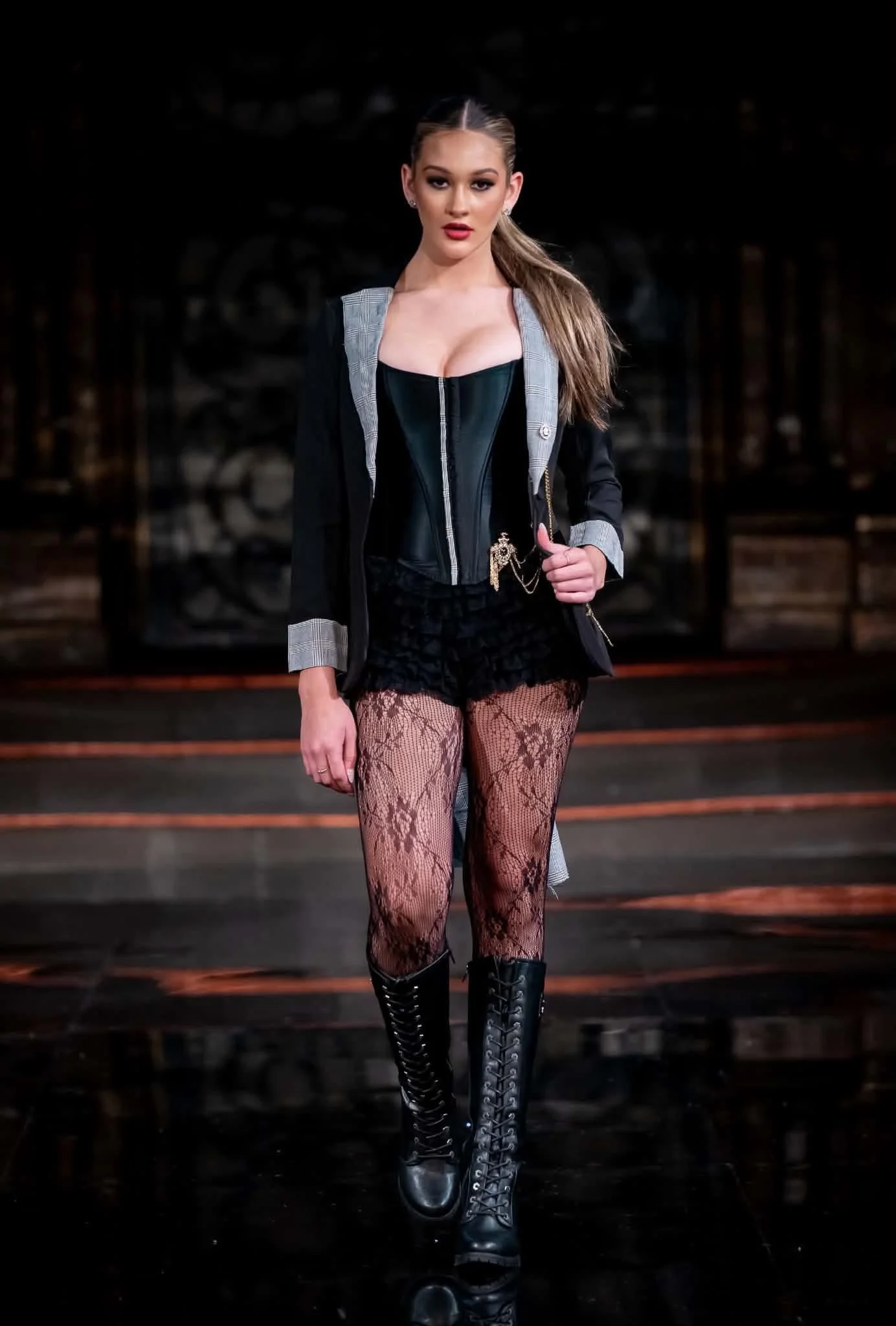 A model walks the runway for AlycesaundraL at Art Hearts Fashion, Angel Orensanz Foundation. February 15, 2026. 