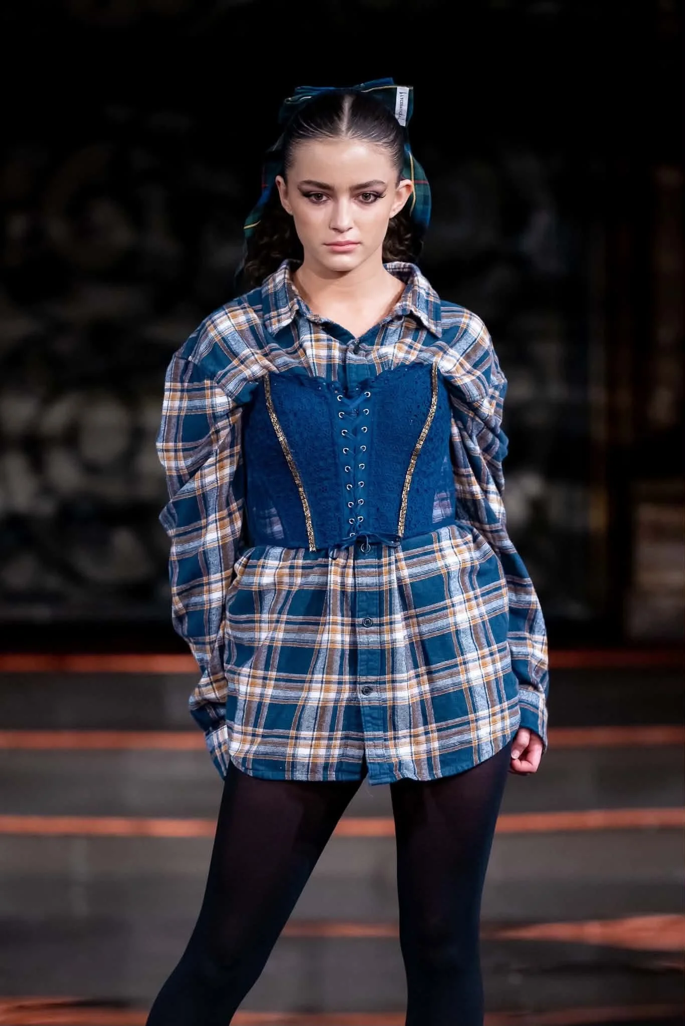 A model walks the runway for AlycesaundraL at Art Hearts Fashion, Angel Orensanz Foundation. February 15, 2026. 