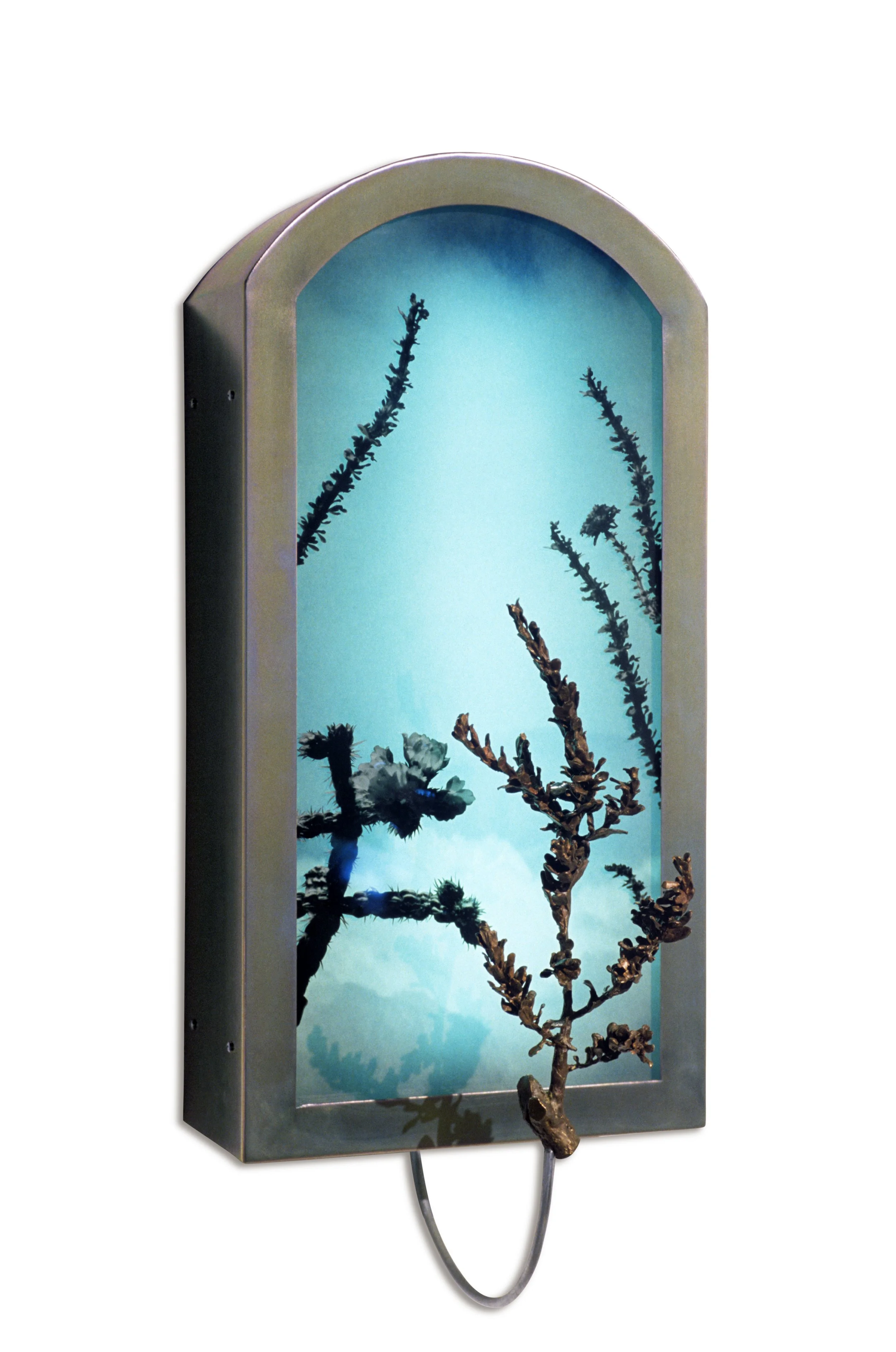La Margherita | 32" x 14" x 12" | duratrans print, zinc plated steel, bronze, light, Plexiglas