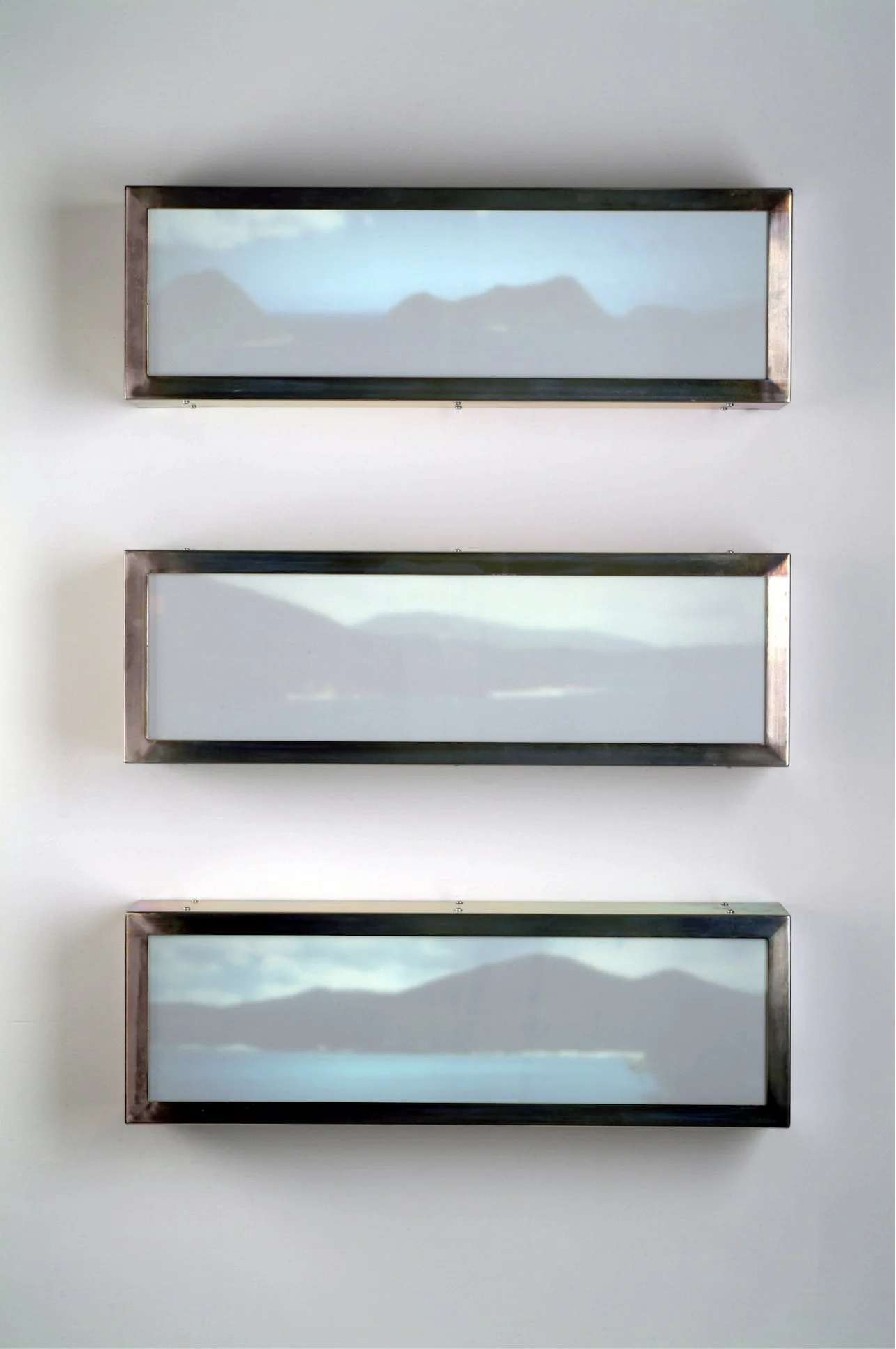 If, If Only, If When | 9" x 28" x 6" (each) | duratrans prints, steel, lights, Plexiglas