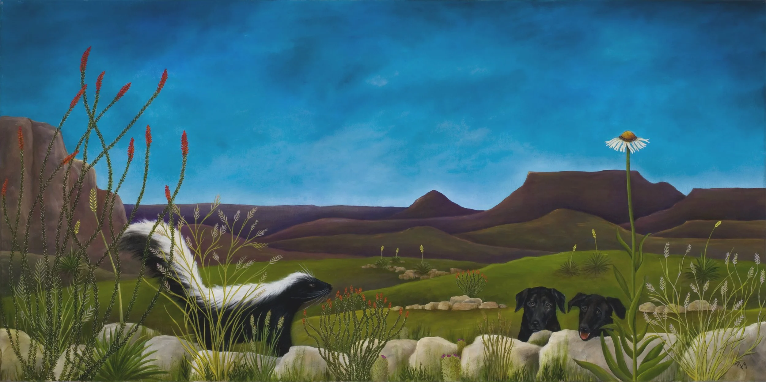 Ella and Esme at Dawn | 18" x 36" | oil on canvas