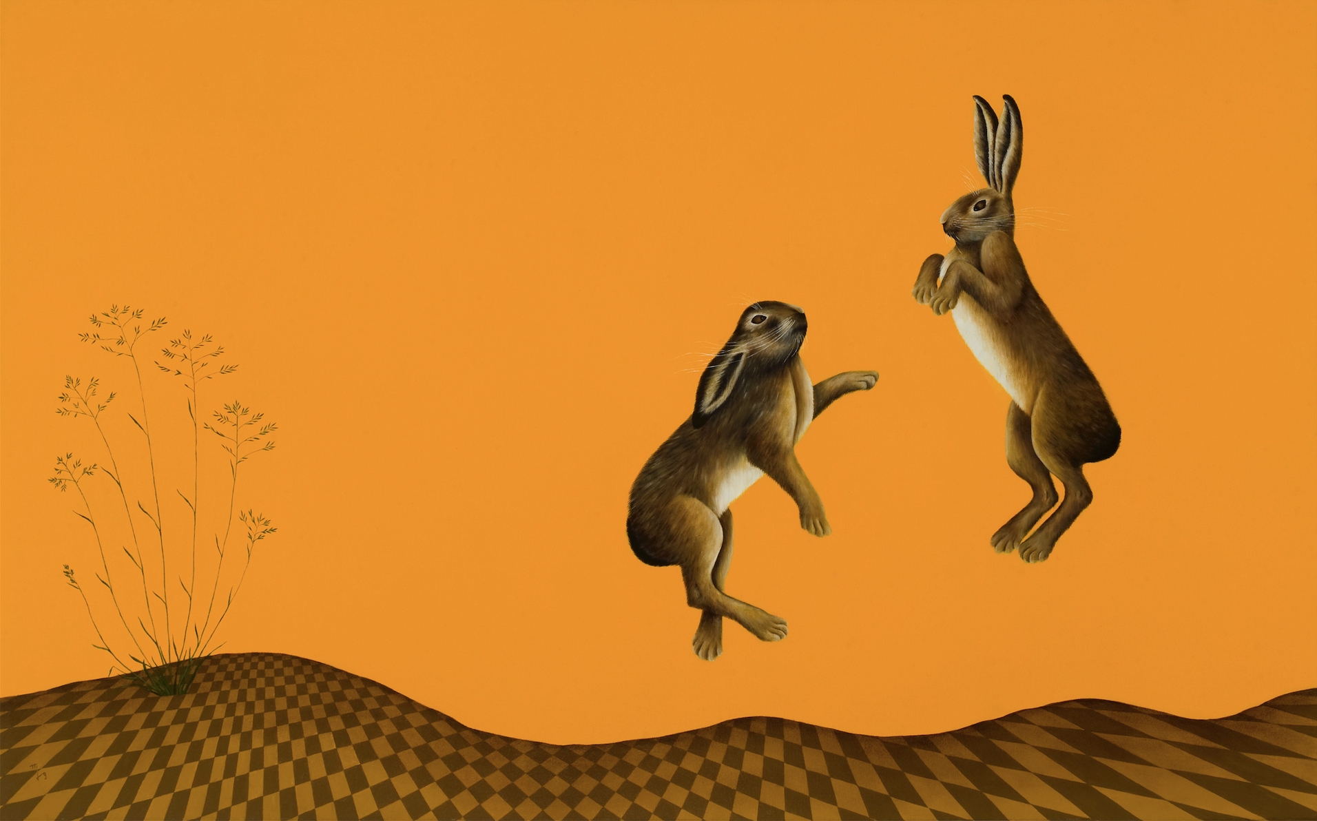 Rabbits In Yellow | 32" x 48" | oil on linen